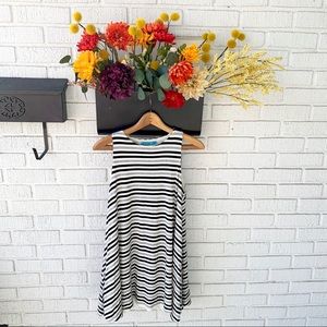 Dina be Black/White/Grey Striped Swing Dress Sz S